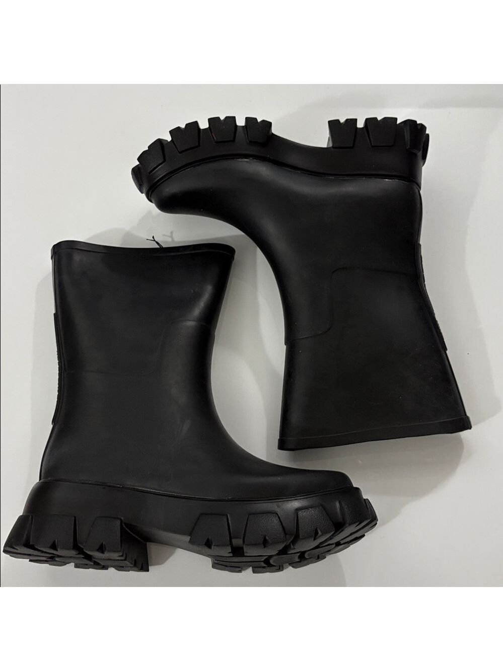 ILSE JACOBSEN Black Winter Rain Boots with Chunky Sole NWT size 7